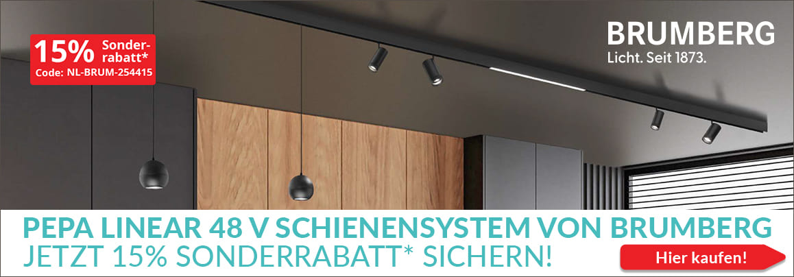 PEPA LINEAR 48 V Schienensystem von Brumberg - Jetzt 15% Sonderrabatt sichern!