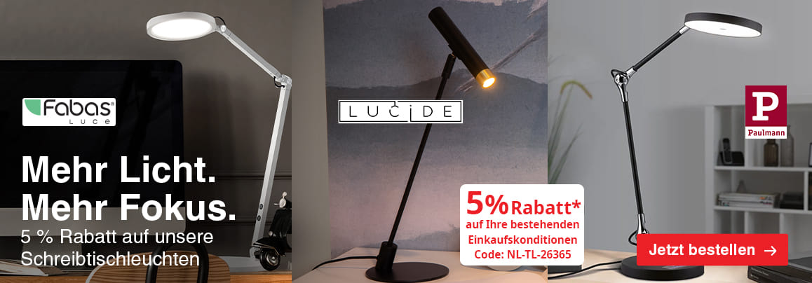 Mehr Licht. Mehr Fokus. 5 % Rabatt auf unsere Schreibtischleuchten