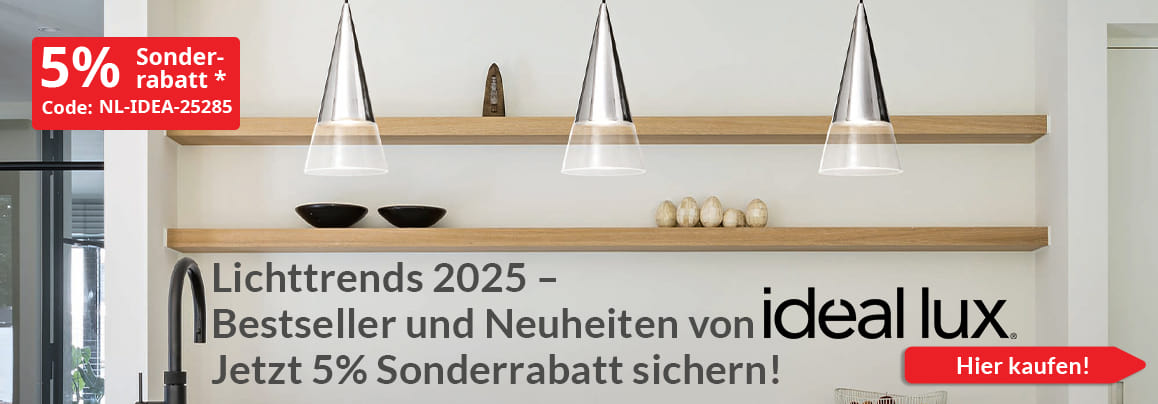 Lichttrends 2025 – Bestseller und Neuheiten von Ideal Lux – Jetzt 5% Sonderrabatt sichern!